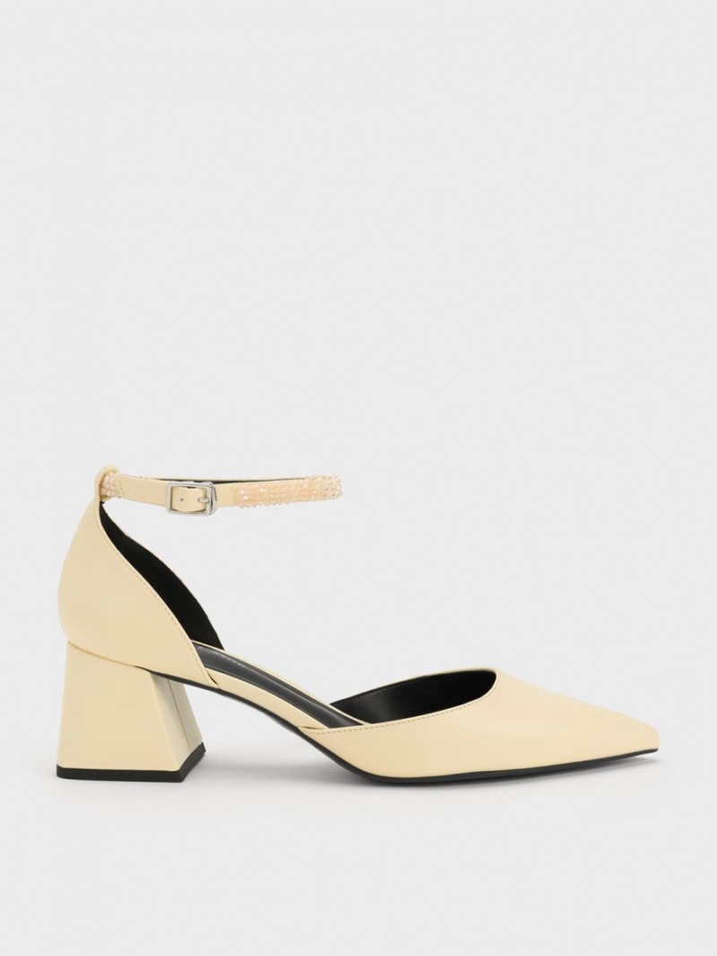 Γοβεσ Charles And Keith Beaded Ankle-λουρακια D\'Orsay κίτρινα | 60148-HBAL
