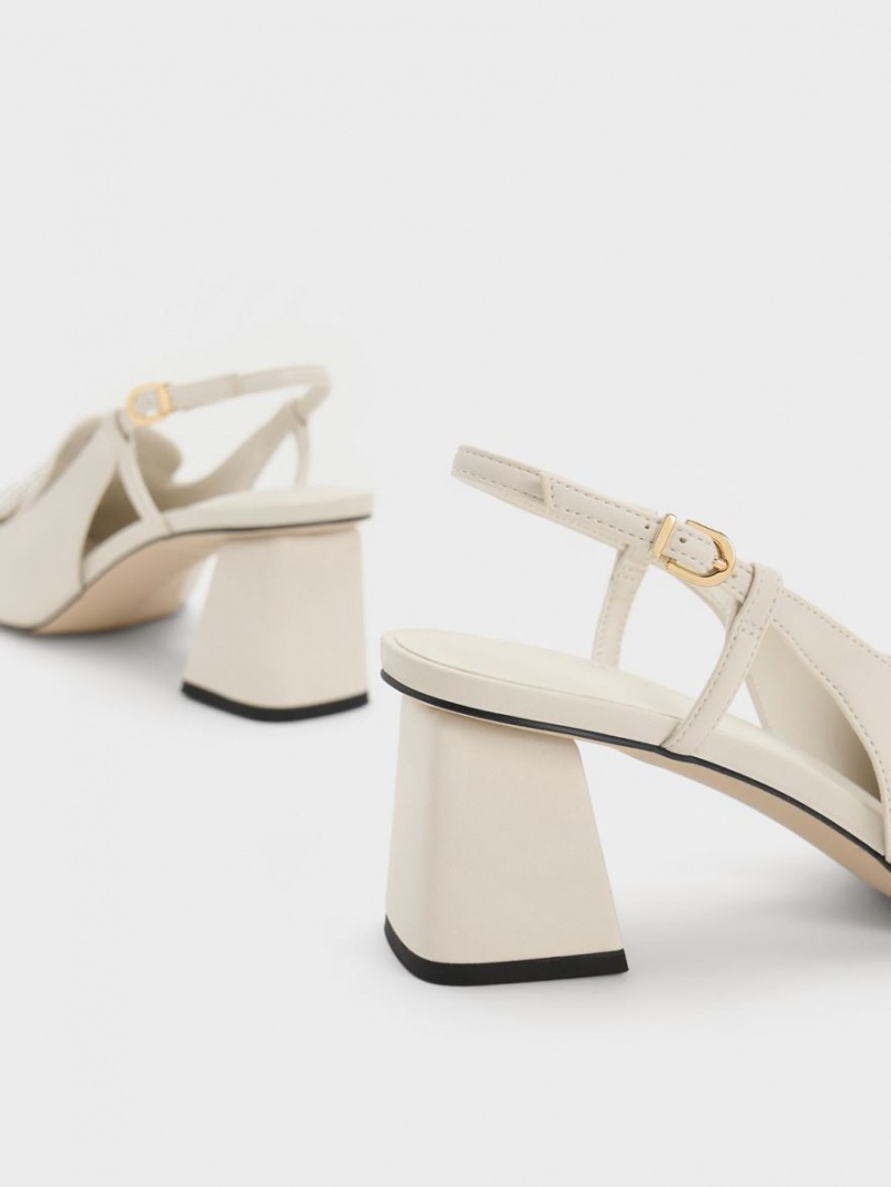 Γοβεσ Charles And Keith Beaded Slingback Loafer ασπρα | 79802-QXVF