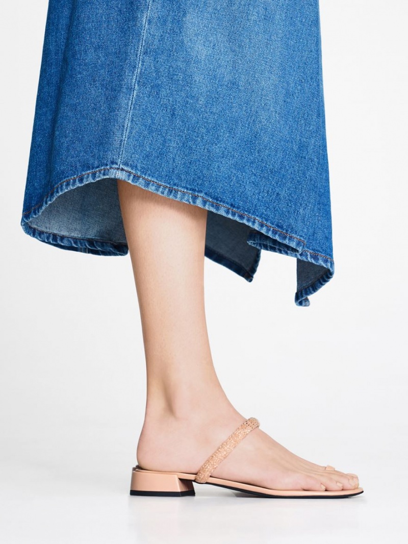 Σανδαλια Charles And Keith Beaded toe-Ring Μπεζ | 45019-ASPL
