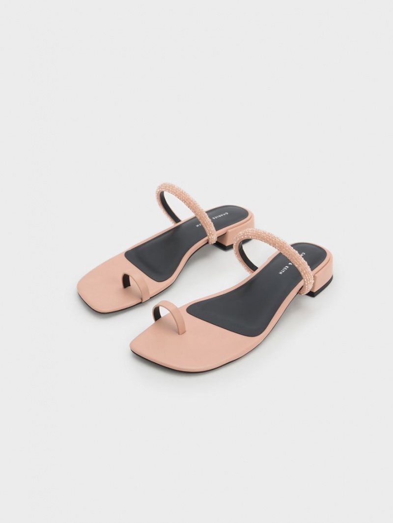 Σανδαλια Charles And Keith Beaded toe-Ring Μπεζ | 45019-ASPL