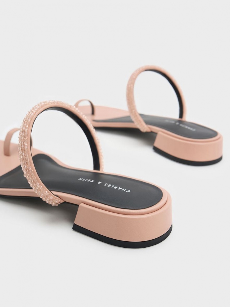 Σανδαλια Charles And Keith Beaded toe-Ring Μπεζ | 45019-ASPL
