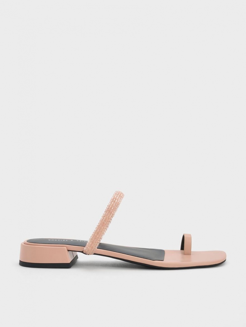 Σανδαλια Charles And Keith Beaded toe-Ring Μπεζ | 45019-ASPL