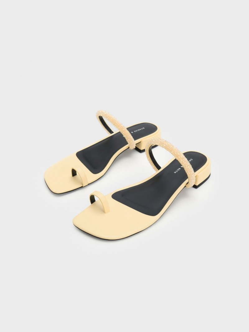 Σανδαλια Charles And Keith Beaded toe-Ring κίτρινα | 96310-MRVZ