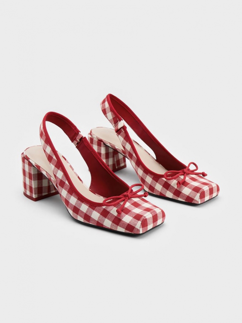 Γοβεσ Charles And Keith Bow Checkered Slingback Πολύχρωμο | 90473-BCYR