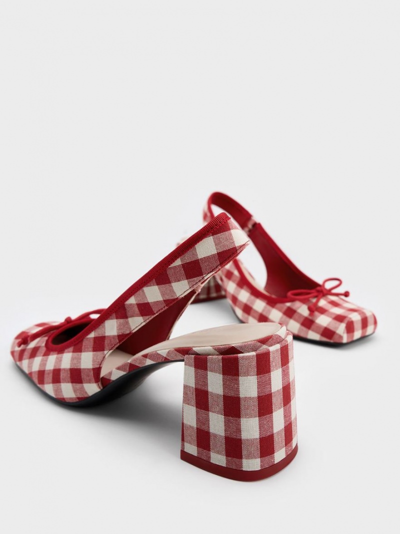 Γοβεσ Charles And Keith Bow Checkered Slingback Πολύχρωμο | 90473-BCYR