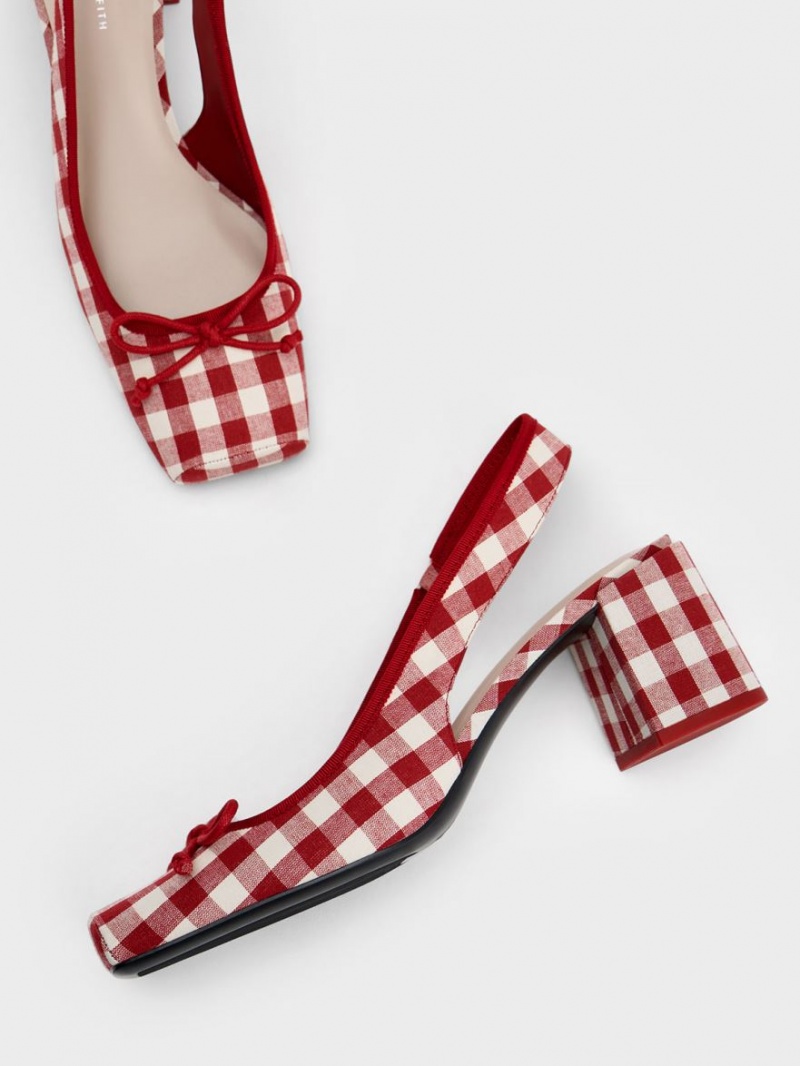 Γοβεσ Charles And Keith Bow Checkered Slingback Πολύχρωμο | 90473-BCYR