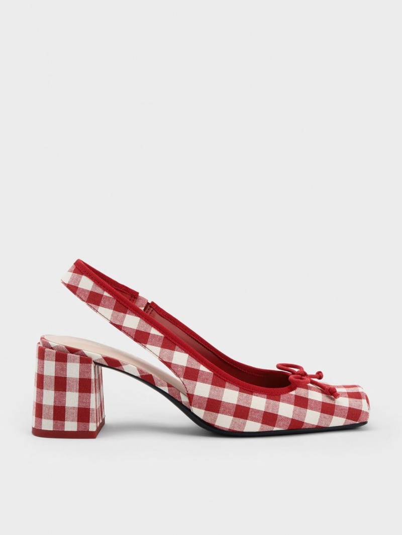 Γοβεσ Charles And Keith Bow Checkered Slingback Πολύχρωμο | 90473-BCYR