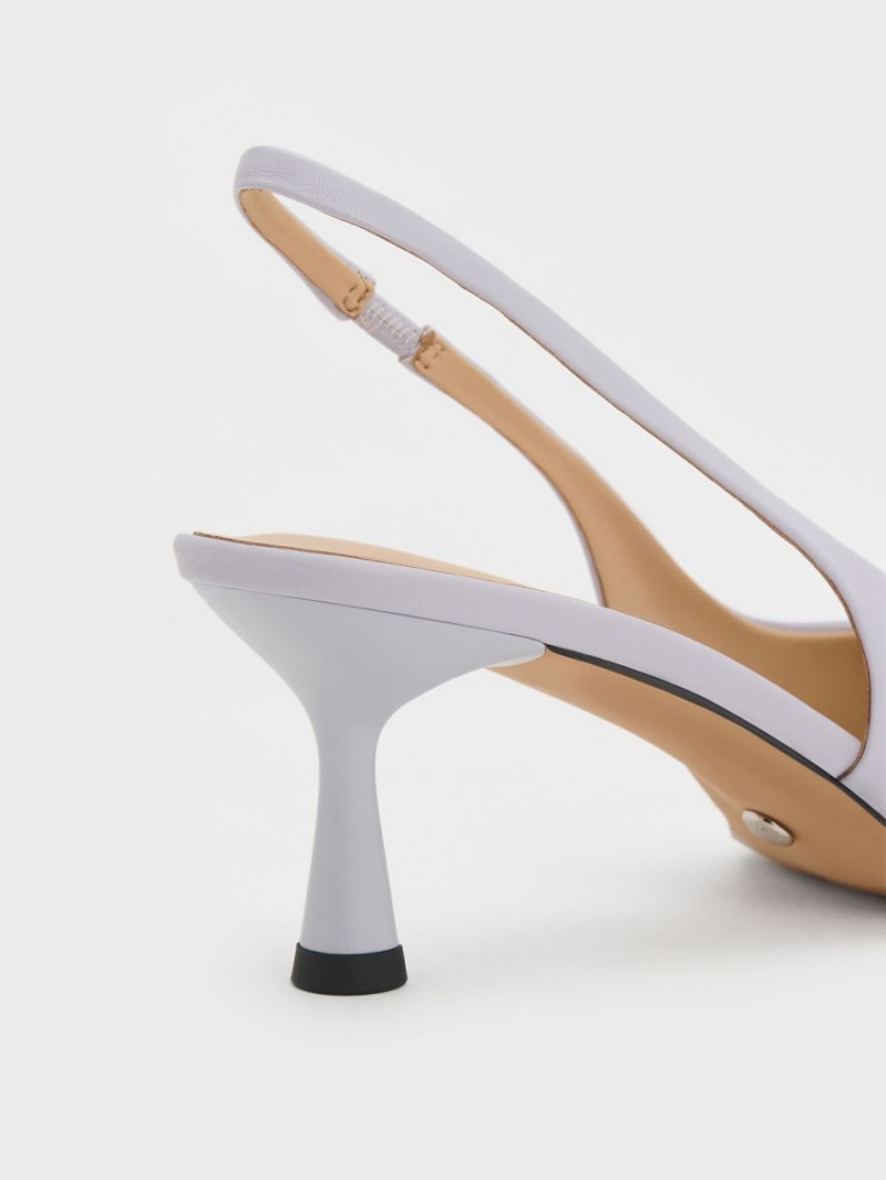 Γοβεσ Charles And Keith Bow Crystal-Embellished δερματινα Slingback μωβ | 09743-VFSL