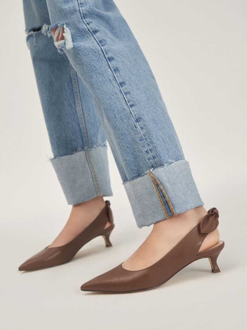 Γοβεσ Charles And Keith Bow Slingback καφε | 71503-XDQT