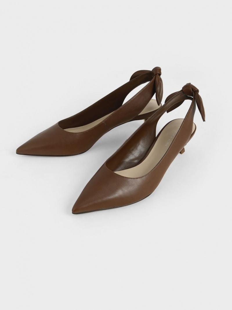 Γοβεσ Charles And Keith Bow Slingback καφε | 71503-XDQT