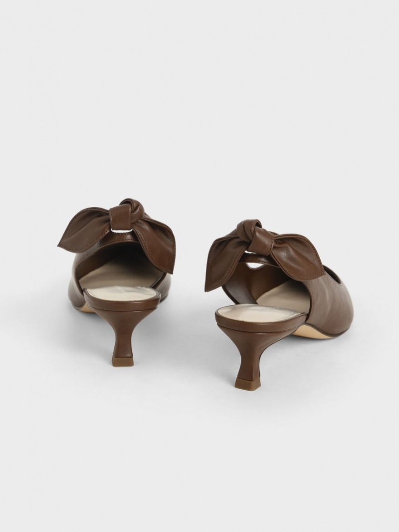 Γοβεσ Charles And Keith Bow Slingback καφε | 71503-XDQT