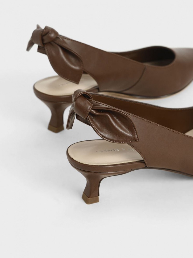 Γοβεσ Charles And Keith Bow Slingback καφε | 71503-XDQT