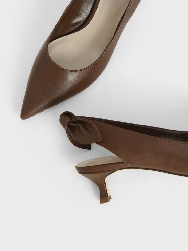 Γοβεσ Charles And Keith Bow Slingback καφε | 71503-XDQT