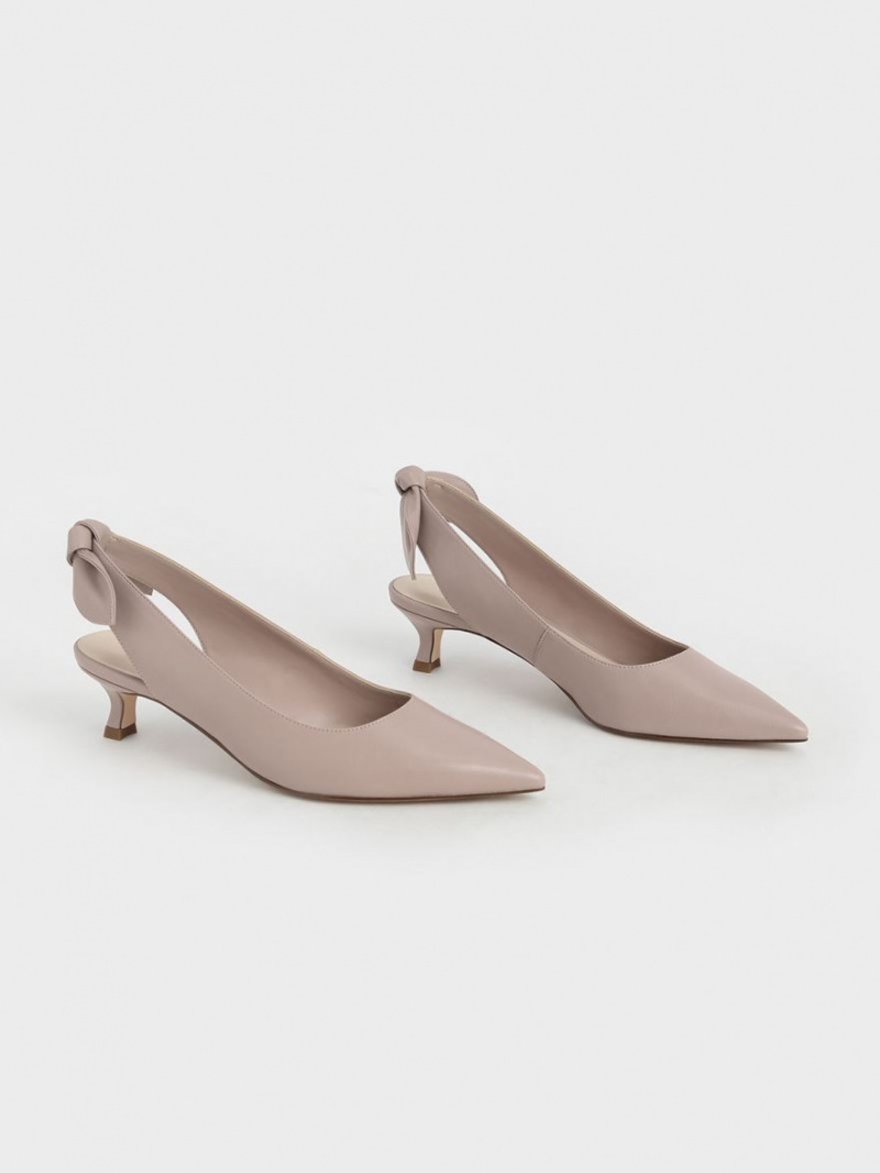 Γοβεσ Charles And Keith Bow Slingback ροζ | 97516-DLUC
