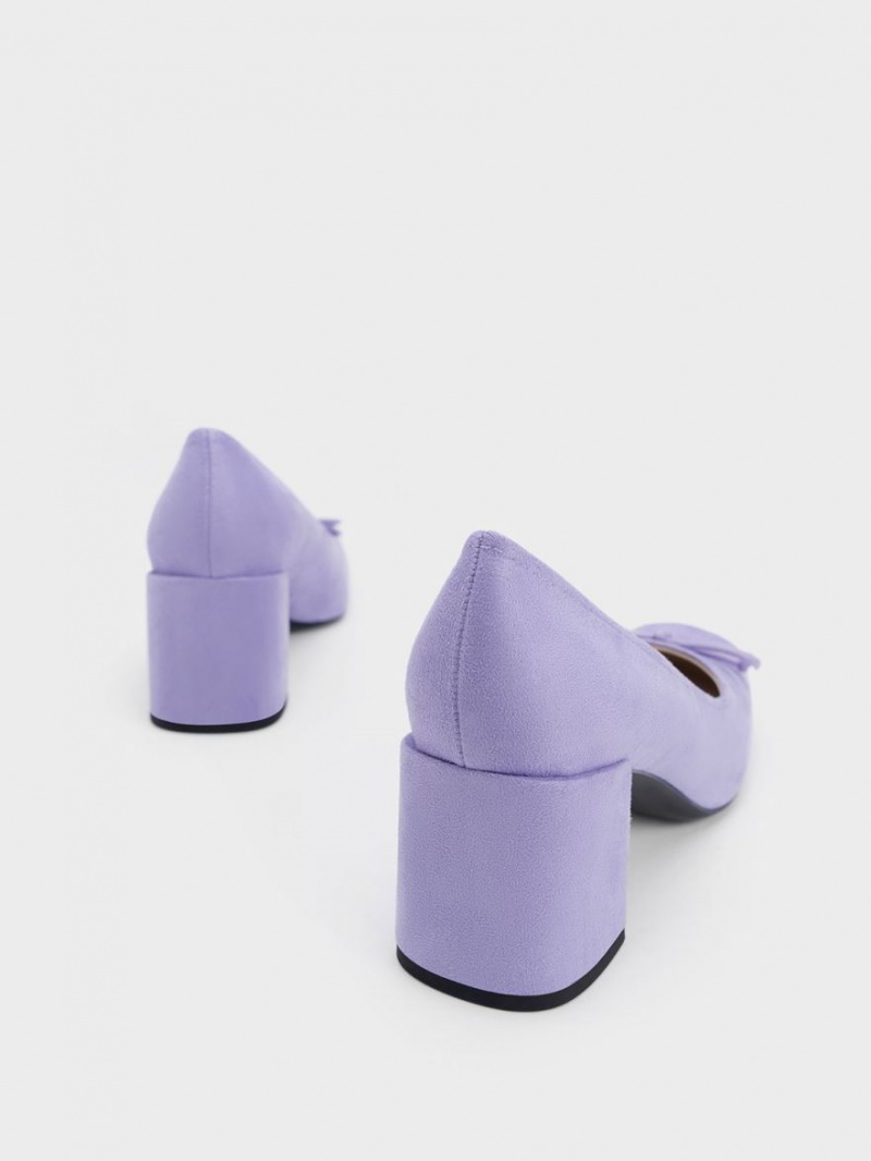 Γοβεσ Charles And Keith Bow Square-toe Textured μωβ | 63412-CPSW