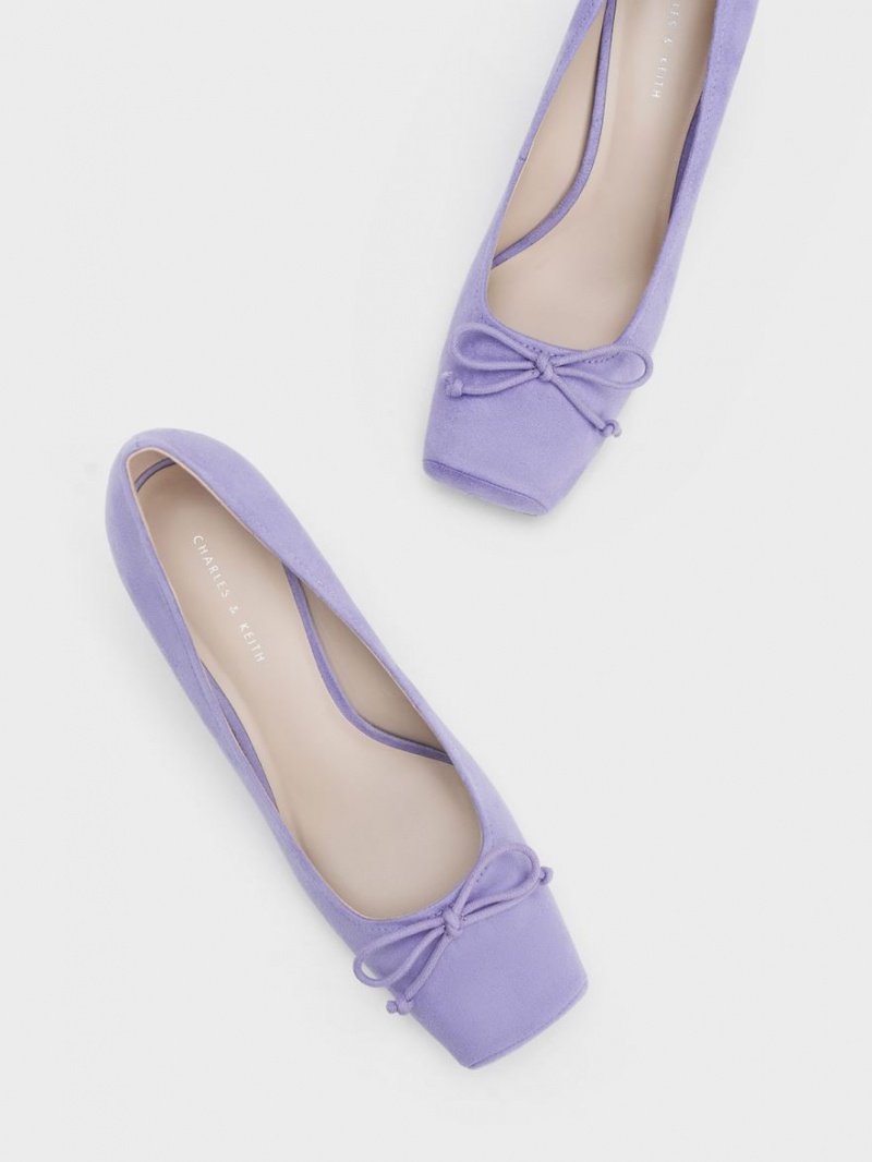 Γοβεσ Charles And Keith Bow Square-toe Textured μωβ | 63412-CPSW