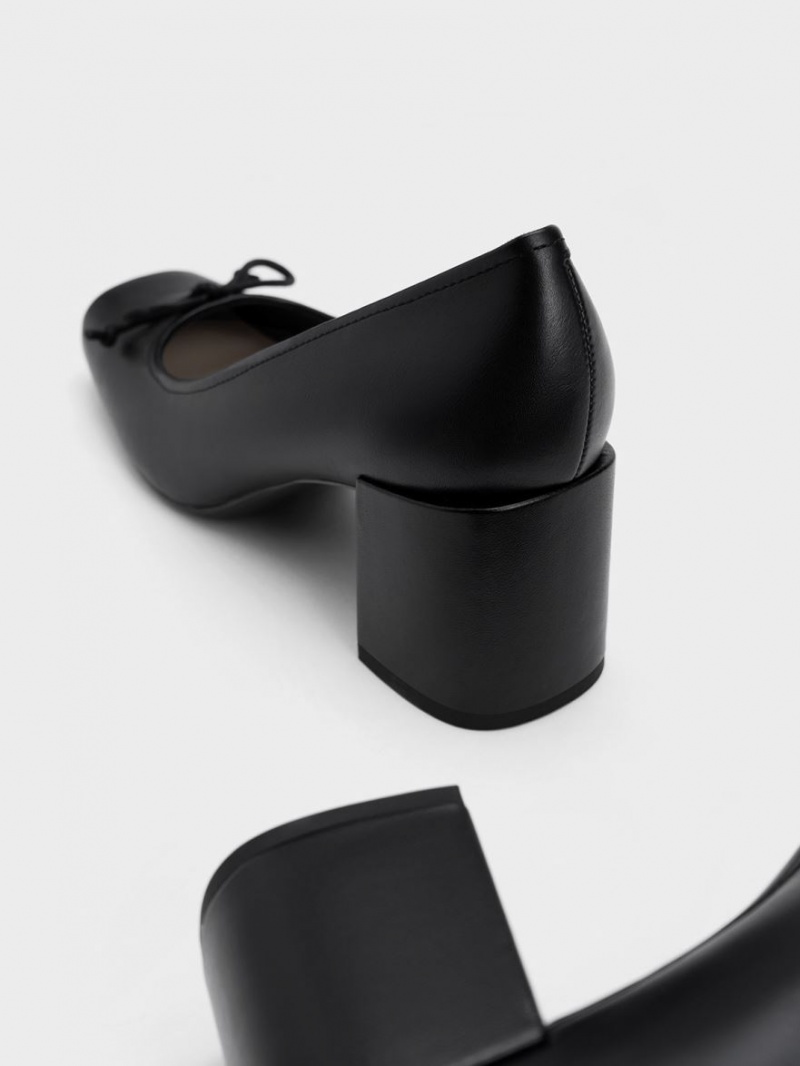 Γοβεσ Charles And Keith Bow Square-toe μαυρα | 59031-DJXQ