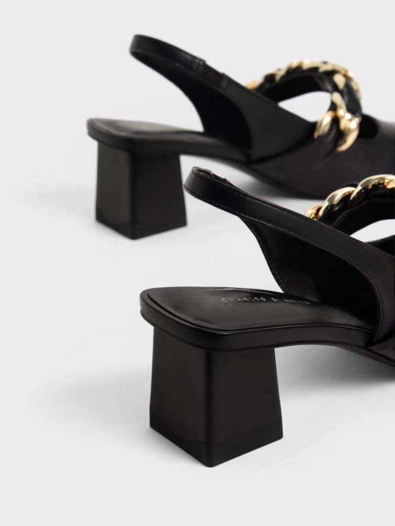Γοβεσ Charles And Keith Braided Chain-Link Slingback μαυρα | 46950-QOAM