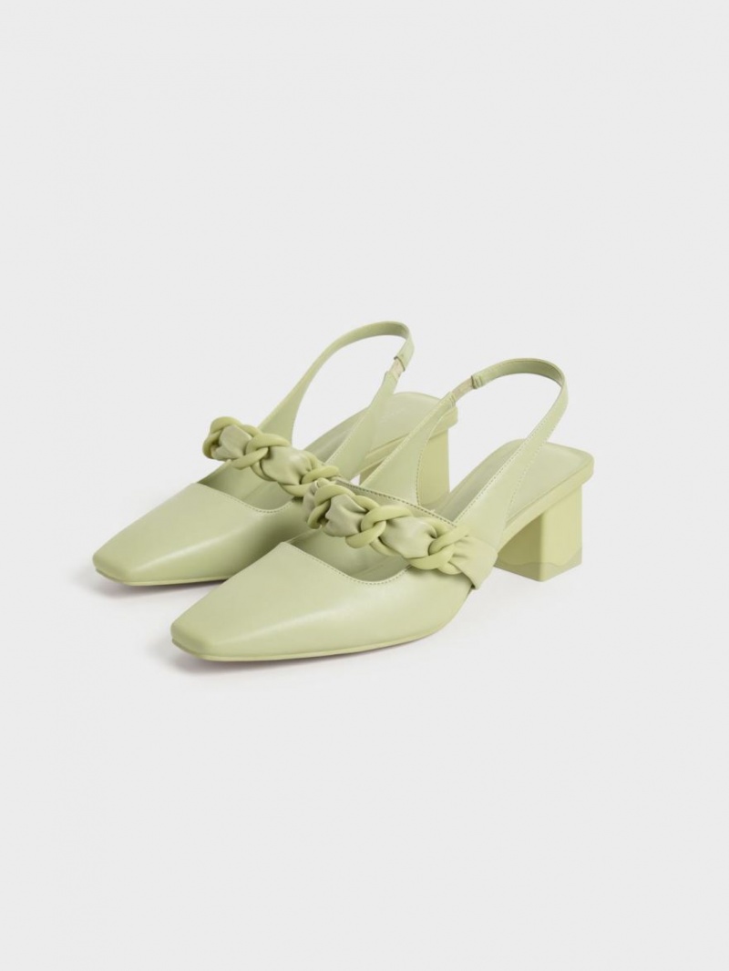 Γοβεσ Charles And Keith Braided Chain-Link Slingback μεντα | 83519-NXZJ