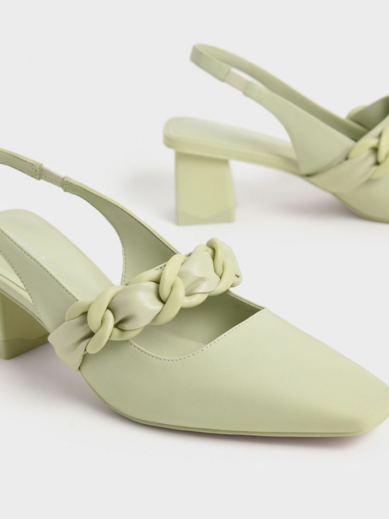 Γοβεσ Charles And Keith Braided Chain-Link Slingback μεντα | 83519-NXZJ