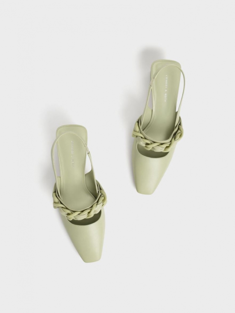 Γοβεσ Charles And Keith Braided Chain-Link Slingback μεντα | 83519-NXZJ