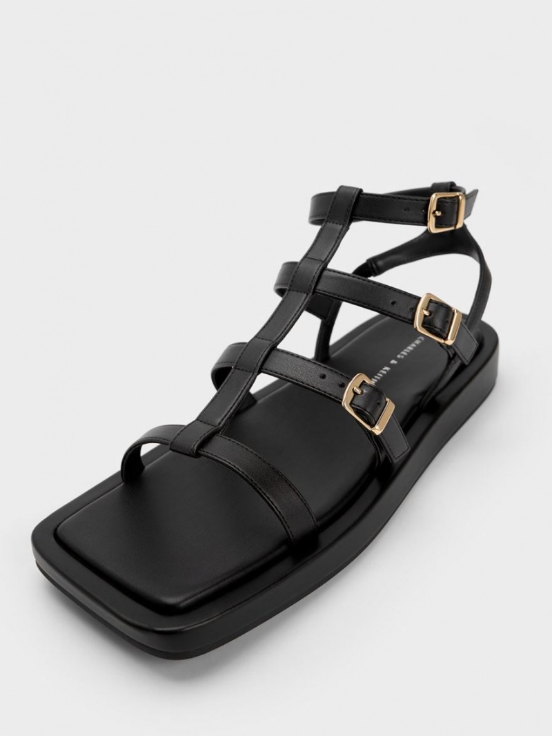 Σανδαλια Charles And Keith Buckled Gladiator μαυρα | 65319-GQBV