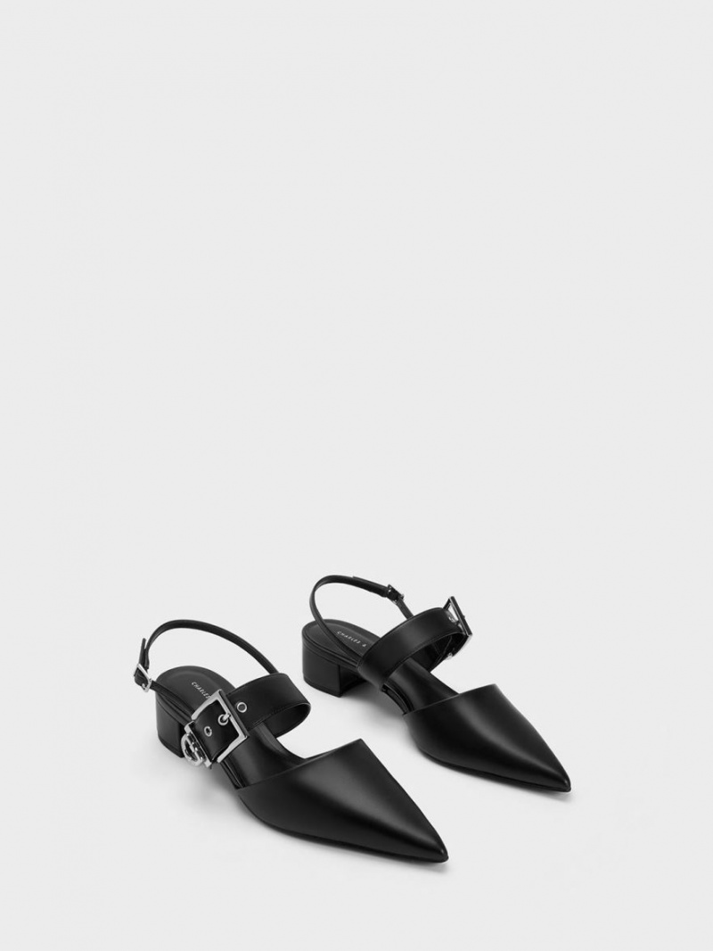 Γοβεσ Charles And Keith Buckled λουρακια Slingback μαυρα | 36047-CKDE