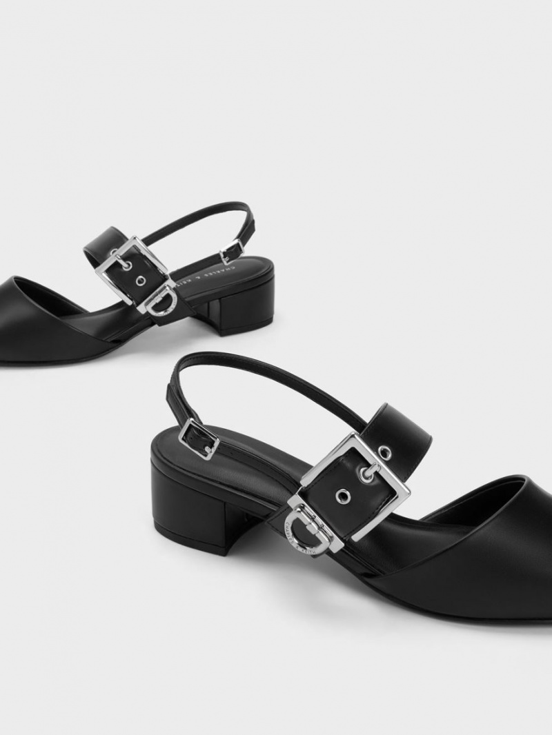 Γοβεσ Charles And Keith Buckled λουρακια Slingback μαυρα | 36047-CKDE