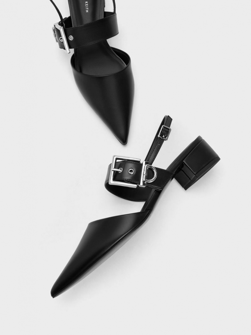 Γοβεσ Charles And Keith Buckled λουρακια Slingback μαυρα | 36047-CKDE