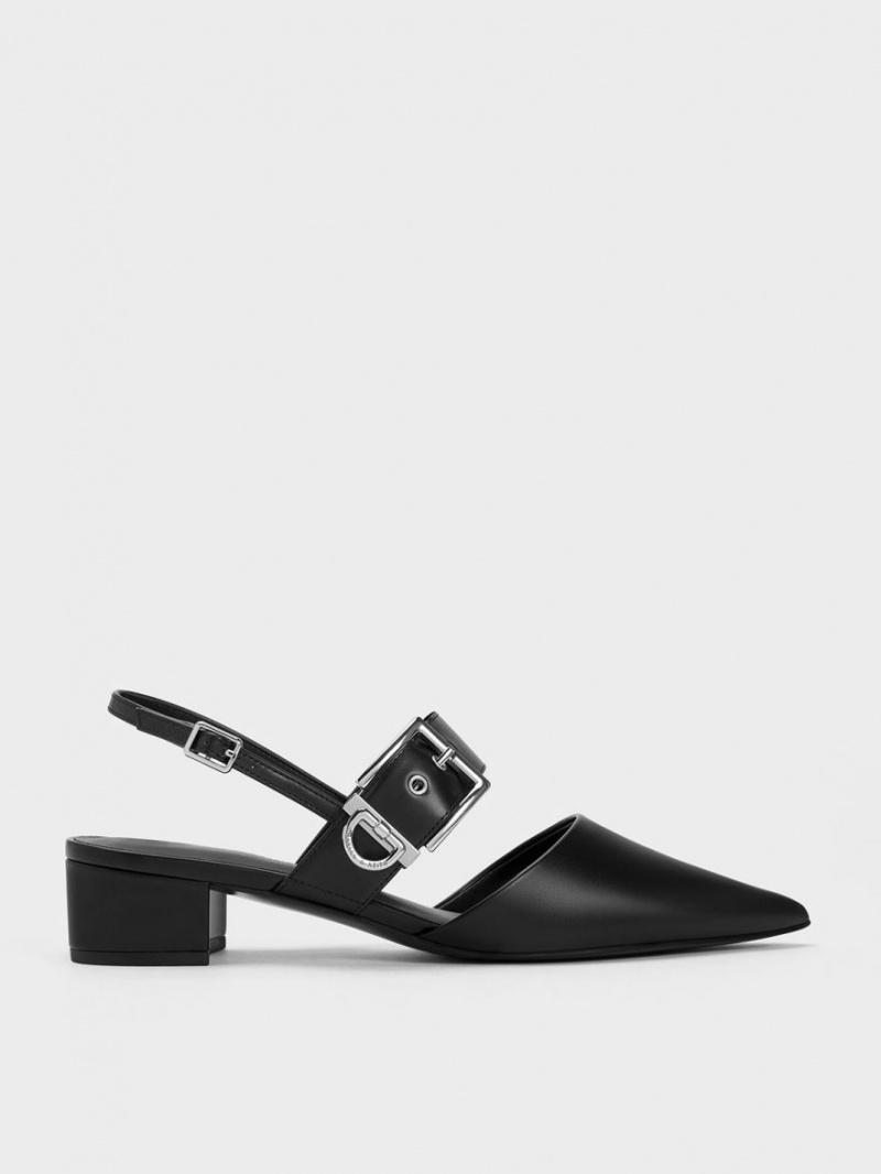 Γοβεσ Charles And Keith Buckled λουρακια Slingback μαυρα | 36047-CKDE
