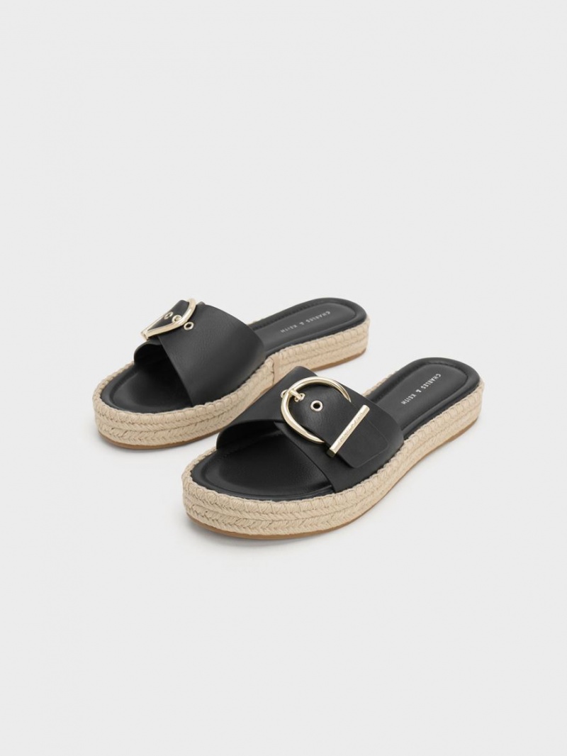 Σανδαλια Charles And Keith Buckled εσπαντριγιεσ μαυρα | 26593-NIOL