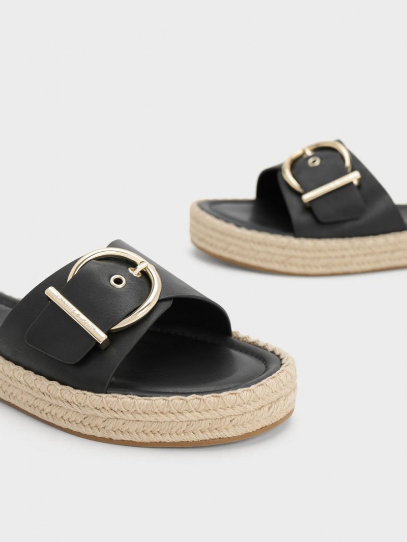 Σανδαλια Charles And Keith Buckled εσπαντριγιεσ μαυρα | 26593-NIOL