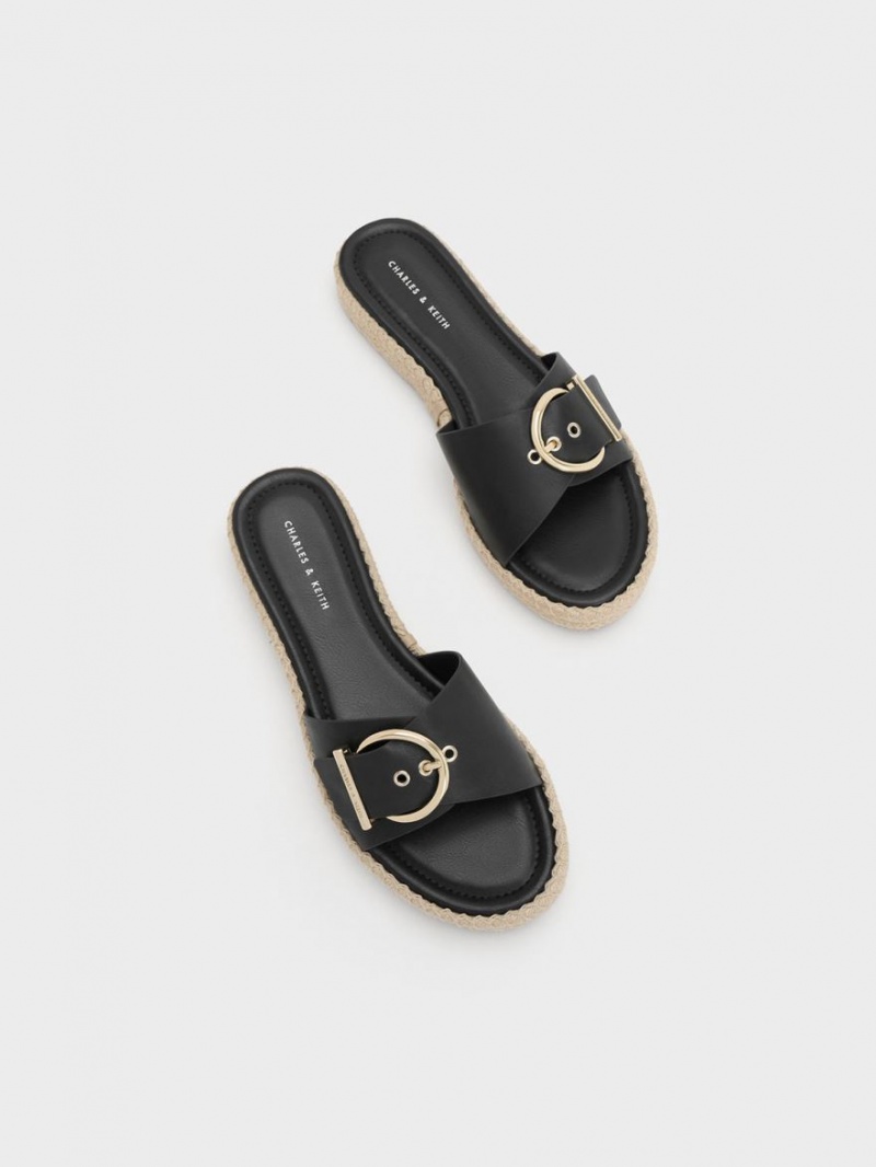 Σανδαλια Charles And Keith Buckled εσπαντριγιεσ μαυρα | 26593-NIOL
