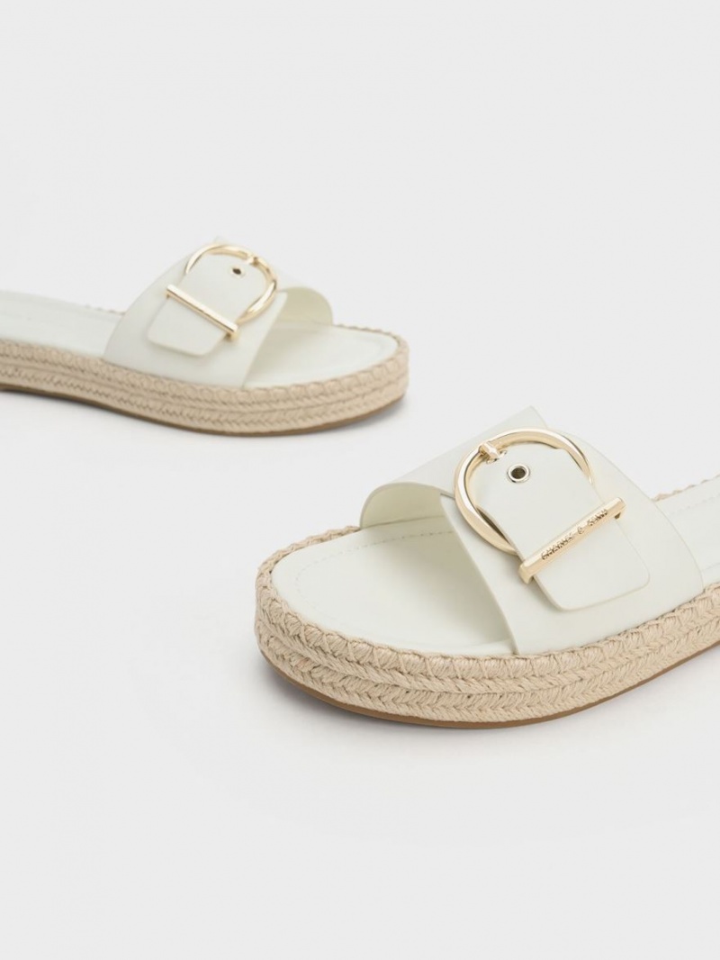 Σανδαλια Charles And Keith Buckled εσπαντριγιεσ ασπρα | 57821-JCUS