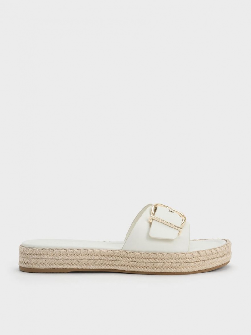 Σανδαλια Charles And Keith Buckled εσπαντριγιεσ ασπρα | 57821-JCUS