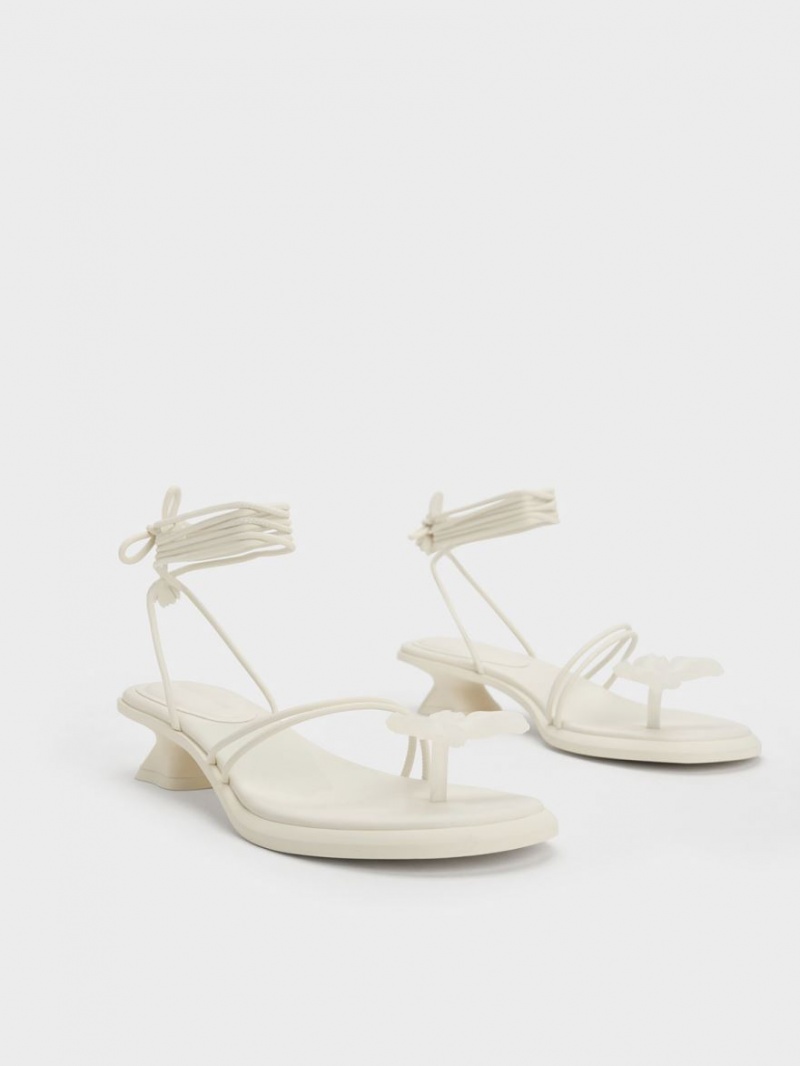 Σανδαλια Charles And Keith Butterfly Tie-Around ασπρα | 32674-YCZP