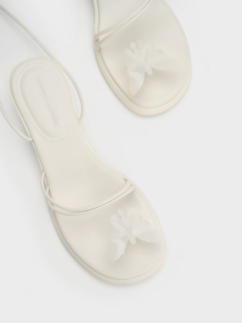 Σανδαλια Charles And Keith Butterfly Tie-Around ασπρα | 32674-YCZP