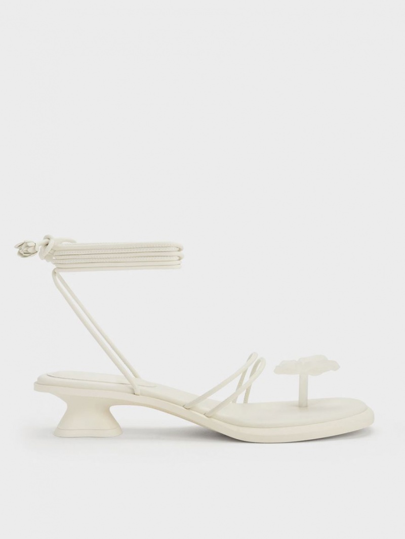 Σανδαλια Charles And Keith Butterfly Tie-Around ασπρα | 32674-YCZP