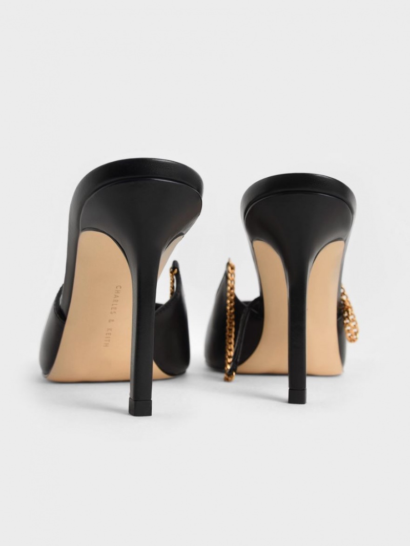 Γοβεσ Charles And Keith Chain-Link Slingback Stiletto μαυρα | 35427-SMAC