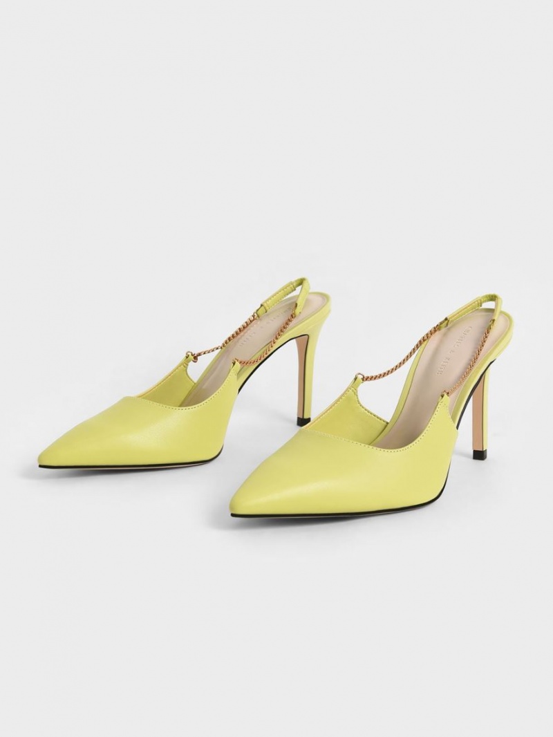 Γοβεσ Charles And Keith Chain-Link Slingback Stiletto ανοιχτο πρασινο | 65208-WAYR