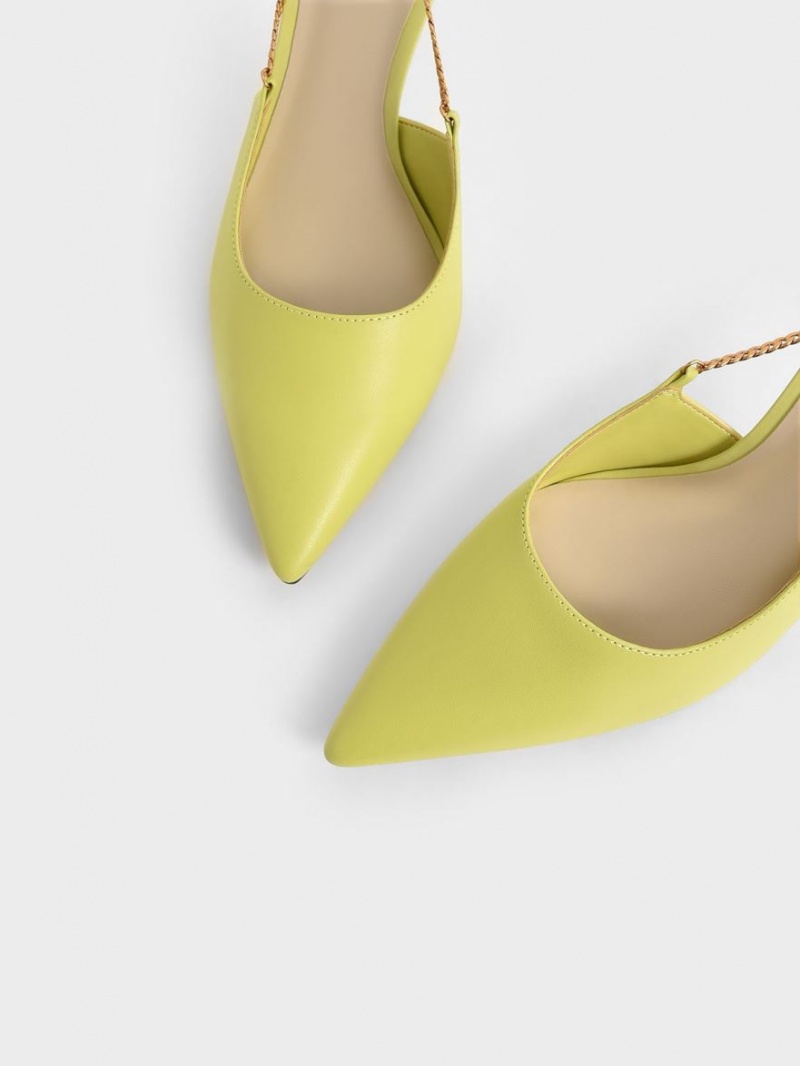 Γοβεσ Charles And Keith Chain-Link Slingback Stiletto ανοιχτο πρασινο | 65208-WAYR
