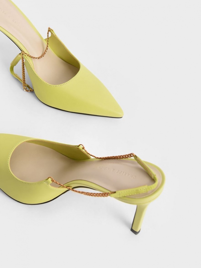 Γοβεσ Charles And Keith Chain-Link Slingback Stiletto ανοιχτο πρασινο | 65208-WAYR