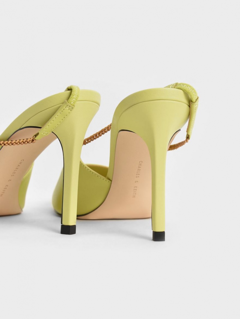 Γοβεσ Charles And Keith Chain-Link Slingback Stiletto ανοιχτο πρασινο | 65208-WAYR