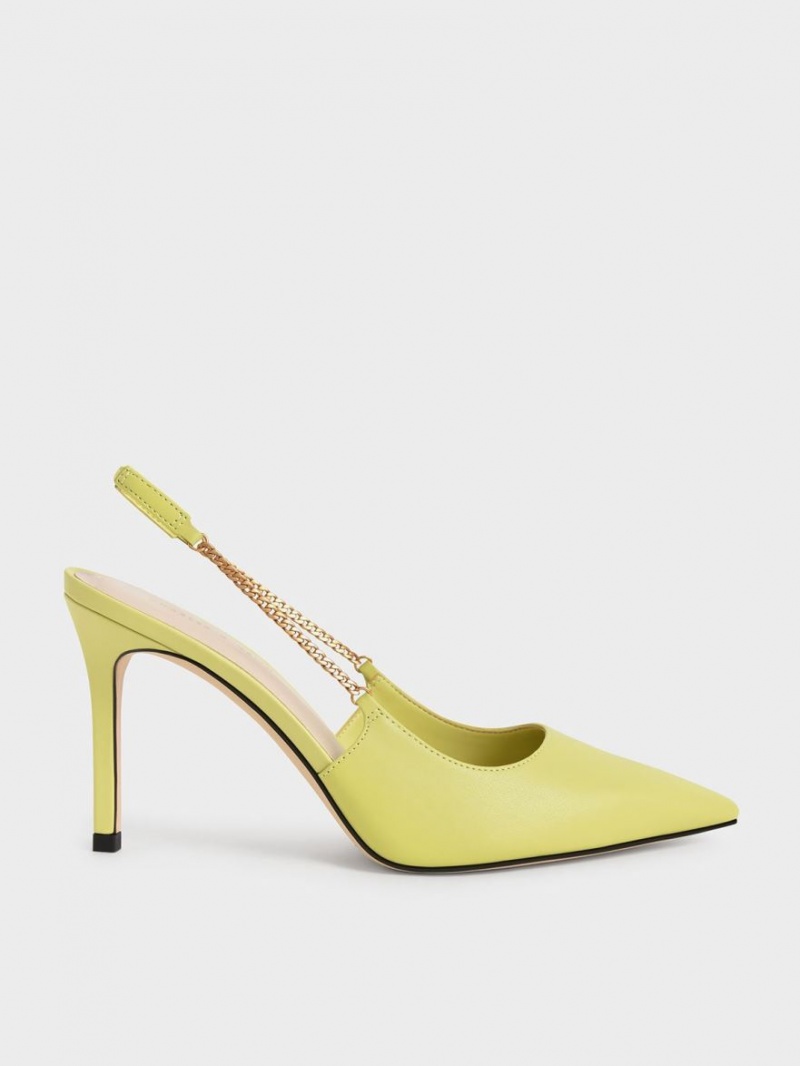Γοβεσ Charles And Keith Chain-Link Slingback Stiletto ανοιχτο πρασινο | 65208-WAYR