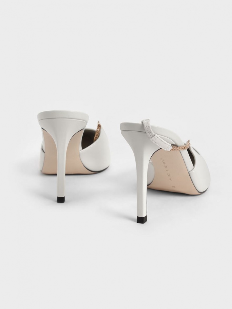 Γοβεσ Charles And Keith Chain-Link Slingback Stiletto ασπρα | 14307-NCHI