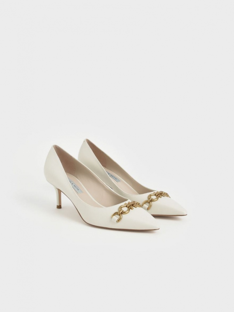 Γοβεσ Charles And Keith Chain Link Pointed toe ασπρα | 90276-MDOR