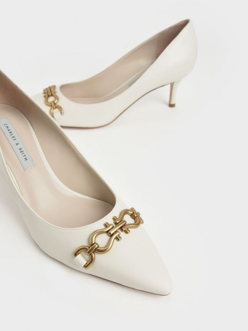 Γοβεσ Charles And Keith Chain Link Pointed toe ασπρα | 90276-MDOR