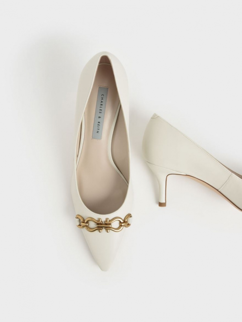 Γοβεσ Charles And Keith Chain Link Pointed toe ασπρα | 90276-MDOR