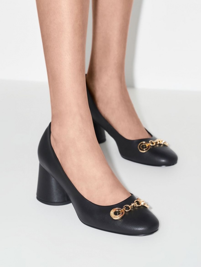 Γοβεσ Charles And Keith Circle Chain-Link Cylindrical Heel μαυρα | 57403-FSAP