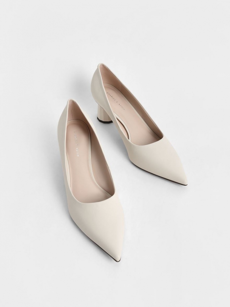 Γοβεσ Charles And Keith Cone Heel Pointed-toe κρέμα | 86943-MWNO